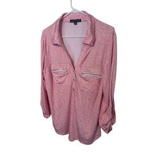 Ashley Blue orange and white size 1X blouse